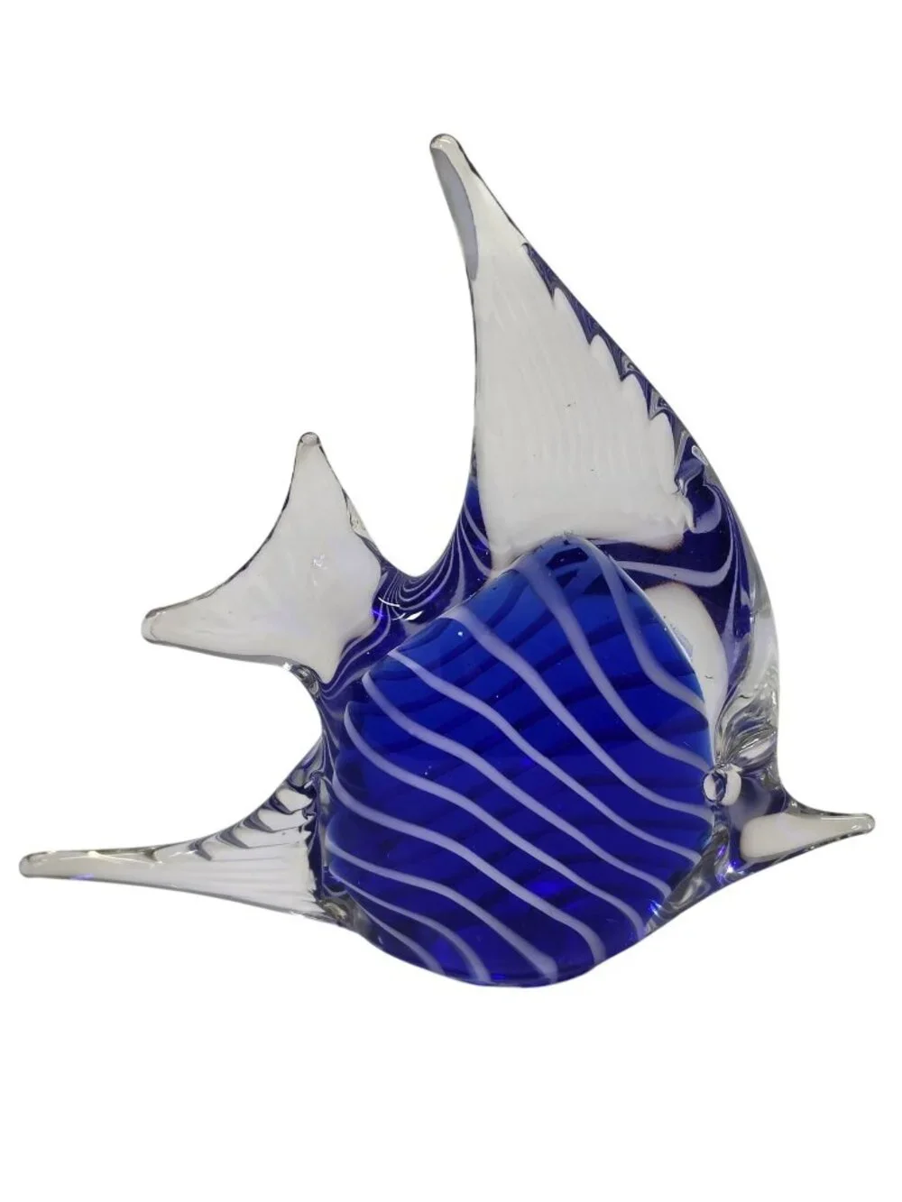 Blue Clear Art Glass Angelfish Figurine Paperweight 5
